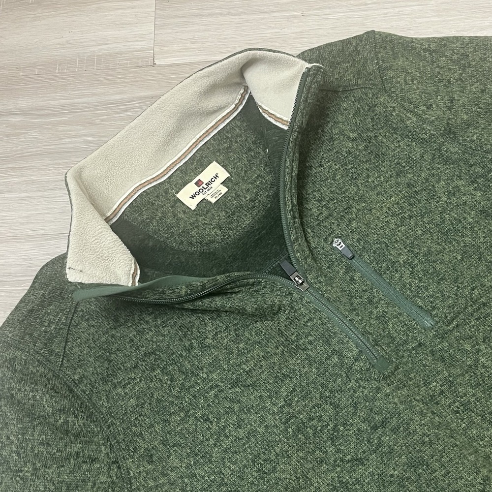 Woolrich Men's Green  Fleece Quarter-Zip Pullover‎ Sweater Sz X-Large
